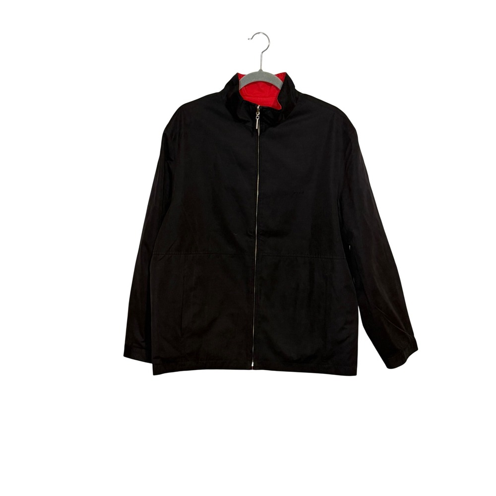 MBG Reversible Jacket Mens Black and Red Full Zip Mock Neck Coat